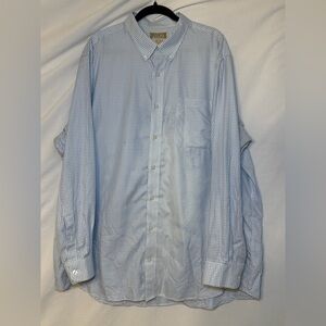 Duluth Trading Co Light Blue Checkered Button Down Shirt 100 Cotton Big & Tall